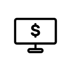 PC money vector icon, monitor symbol. Simple, flat design for web or mobile app