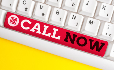 Handwriting text Call Now. Conceptual photo To immediately contact a demonstrating using telecom...