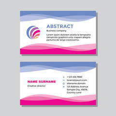 Business visit card template with logo - concept design. Abstract shapes branding. Vector illustration. 