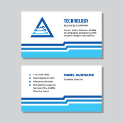 Business visit card template with logo - concept design. Network computer technology. Vector illustration. 