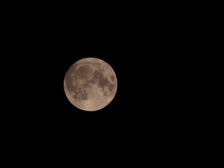 Full moon over closeup. Full moon on dark sky. 
