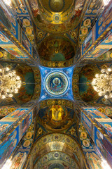 Fototapeta na wymiar Mosaic inside The Church of Spilt Blood,St. Petersburg, Russia