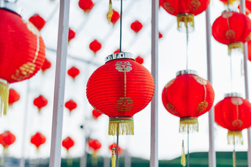 Lamp Chinese New Year in the Chinese country Bright colors in red Chinese New Year concept