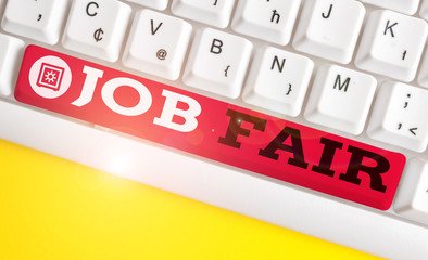 Handwriting text Job Fair. Conceptual photo An event where a demonstrating can apply for a job in...