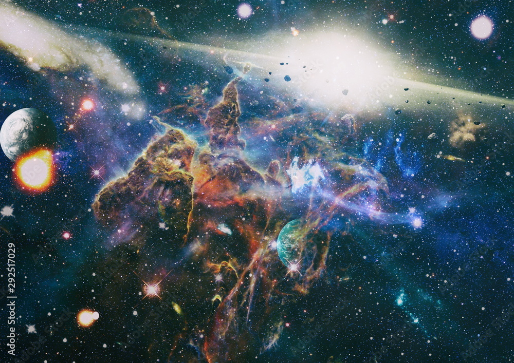 Wall mural nebula and galaxies in space. space many light years far from the earth. elements of this image furn