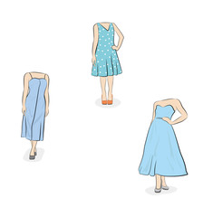 Sketches collection of women's dresses. vector illustration. EPS 10
