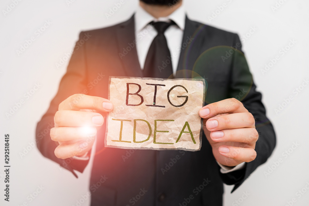 Poster writing note showing big idea. business concept for having great creative innovation solution or way