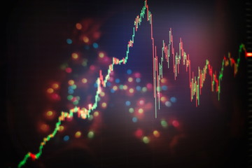 Charts of financial instruments with various type of indicators including volume analysis for...