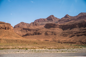 Panoramic view of canyon mountains in beautiful Morocco, close to Atlas
