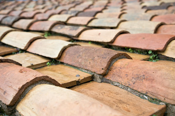 Tile. Ancient tiled roof on the building in the Castle of St. Angel, Rome, Italy