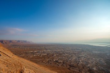 landscape in the desert sinkholes in israel