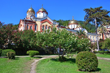 Fototapeta na wymiar Abkhazia, New Athos monastery in Abkhazia