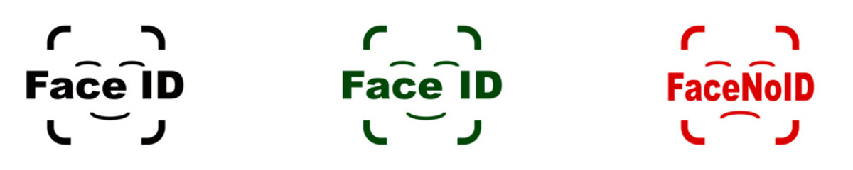 Face ID Icon Set. Facial recognition system signs. Facial Recognition System concept. Logo biometric scanning. Identification of a person through the system of recognition.