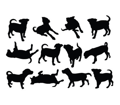 Little and Cute Dog Silhouettes, art vector design