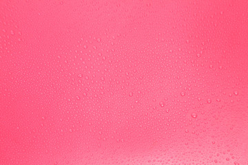 Close up water drops on pink background, Water drop in macro photography