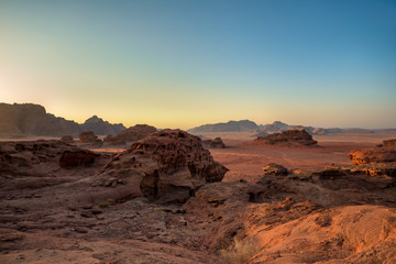 sunset in the desert wadi rum jordan