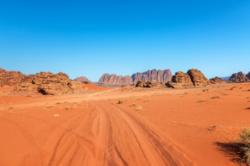 sand dunes in the desert wadi rum jordan