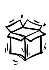 Box, package, parcel, delivery, logistics lineal icon, hand draw on white background