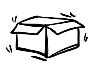 Box, package, parcel, delivery, logistics lineal icon, hand draw on white background