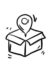 Box, package, parcel, delivery, logistics lineal icon, hand draw on white background