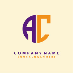 initial letter A logo purple, orange. Monogram Vector Logo