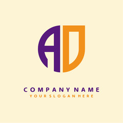 initial letter A logo purple, orange. Monogram Vector Logo