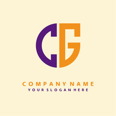 Obraz premium initial letter CG logo purple, orange. Monogram Vector Logo