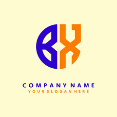 Obraz premium initial letter BXlogo purple, orange. Monogram Vector Logo
