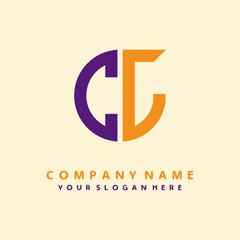 initial letter CL logo purple, orange. Monogram Vector Logo