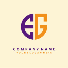Obraz premium initial letter EG logo purple, orange. Monogram Vector Logo