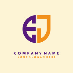 Obraz premium initial letter EJ logo purple, orange. Monogram Vector Logo