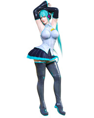 3D comics cosplay anime girl.