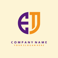 initial letter ET logo purple, orange. Monogram Vector Logo