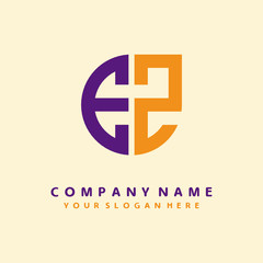 Obraz premium initial letter EZ logo purple, orange. Monogram Vector Logo