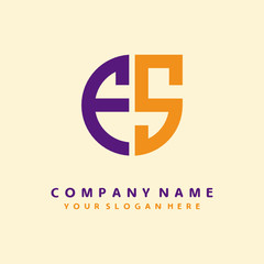 initial letter FS logo purple, orange. Monogram Vector Logo