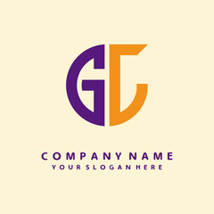initial letter GJ logo purple, orange. Monogram Vector Logo