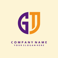 initial letter GT logo purple, orange. Monogram Vector Logo