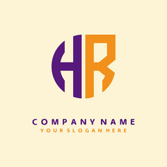 initial letter HR logo purple, orange. Monogram Vector Logo