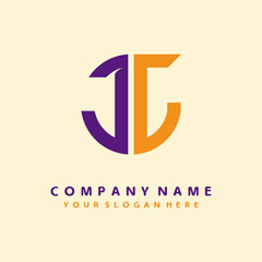initial letter JL logo purple, orange. Monogram Vector Logo