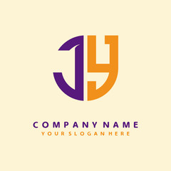 initial letter JY logo purple, orange. Monogram Vector Logo
