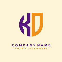 initial letter KO logo purple, orange. Monogram Vector Logo