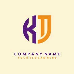 Obraz premium initial letter KT logo purple, orange. Monogram Vector Logo