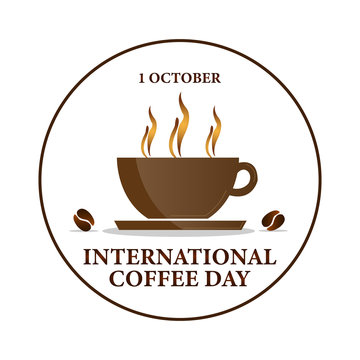 1 October, International Coffee Day. Cup of coffee. Vector illustration.