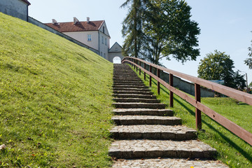 Fototapeta na wymiar Stone staircase leading to the Catholic monastery