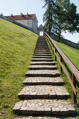 Stone staircase leading to the Catholic monastery