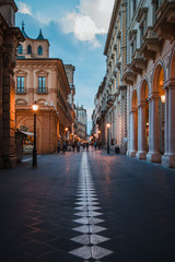 Chieti, Italy - August 2019: Historic center of Chieti, in Abruzzo during the blue hour