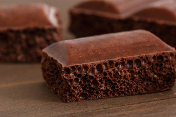 Sweet life. Chocolate isolated on table close-up