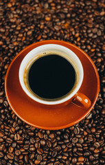 Coffee cup and beans background
