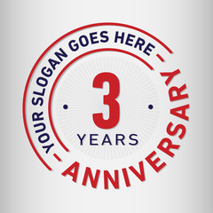 3 years anniversary logo template. Three years celebrating logotype. Vector and illustration.
