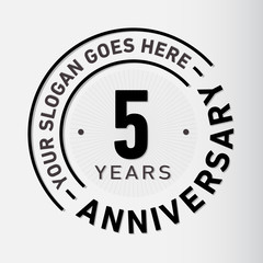 5 years anniversary logo template. Five years celebrating logotype. Vector and illustration.